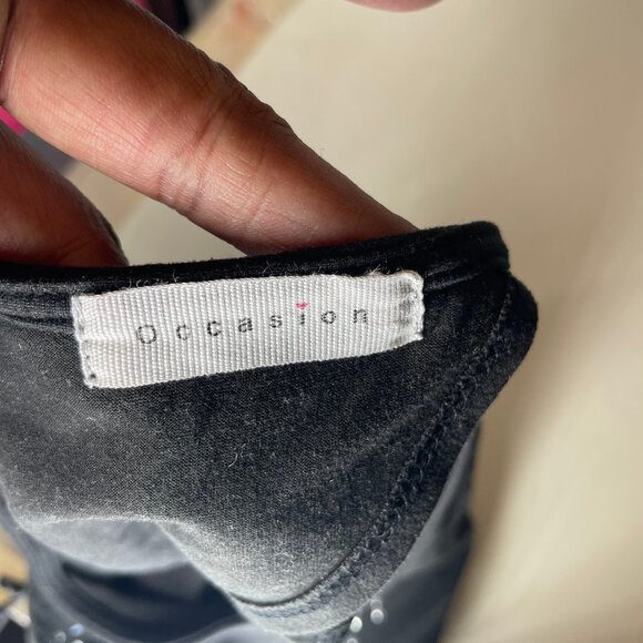 Occasion Women's Black Cropped Tie Cut Out Back Eye Short Sleeve Top Size Medium - Picture 5 of 7